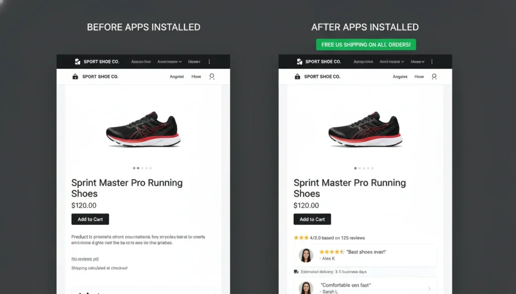 Shopify product page transformation using best Shopify apps for social proof and urgency