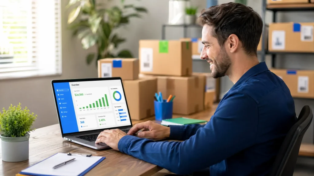 eBay seller using eBay selling secrets to analyze and scale their online business