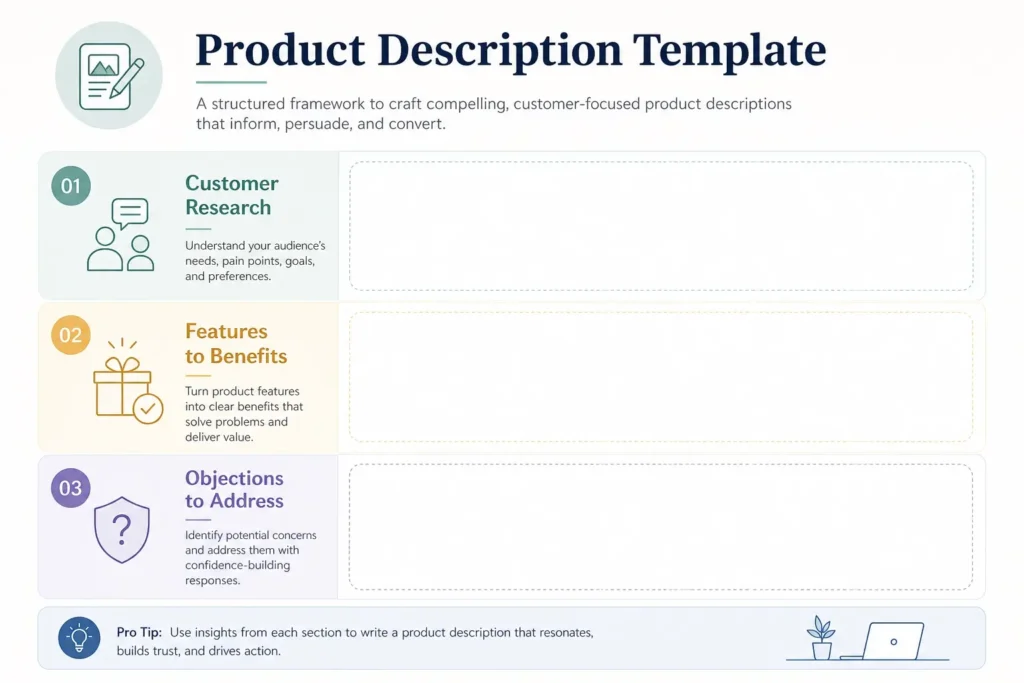 Product description framework template for writing product descriptions that convert on Shopify