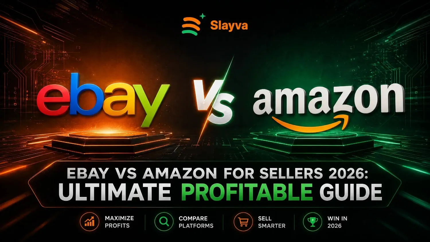 eBay vs Amazon for sellers 2026 comparison showing both platform dashboards