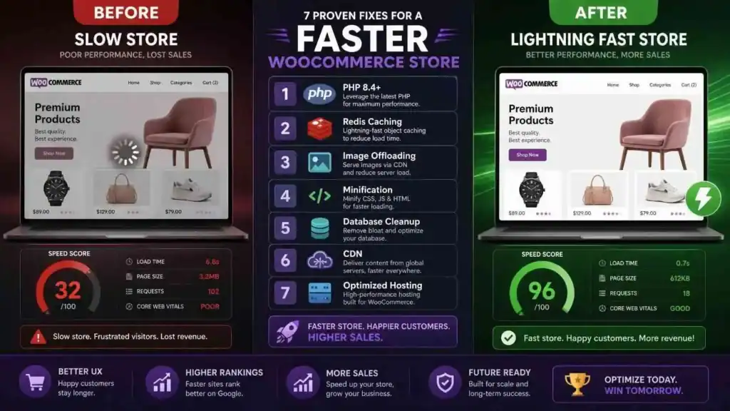 Speed up WooCommerce results showing page load time reduction after implementing optimization checklist