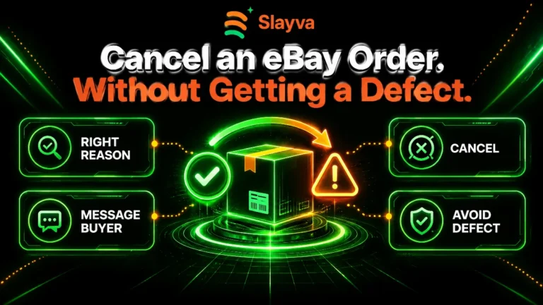 How to cancel an eBay order without a defect: right reason, message buyer, cancel, avoid defect.