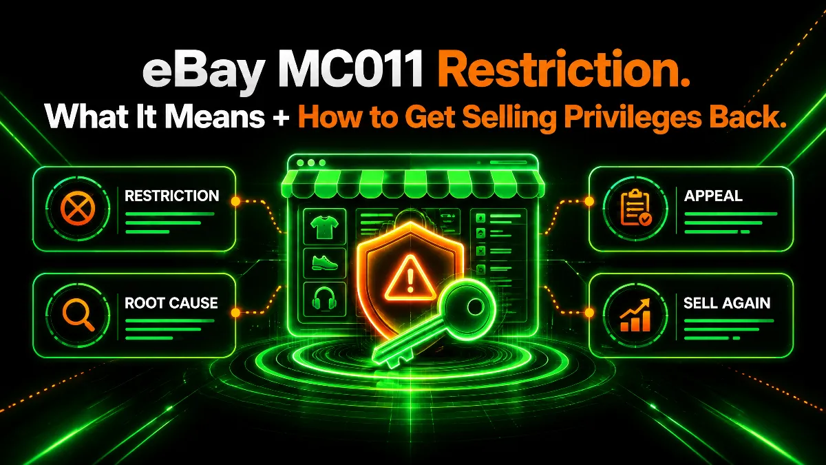 How to remove eBay MC011 restriction: restriction, root cause, appeal, sell again.