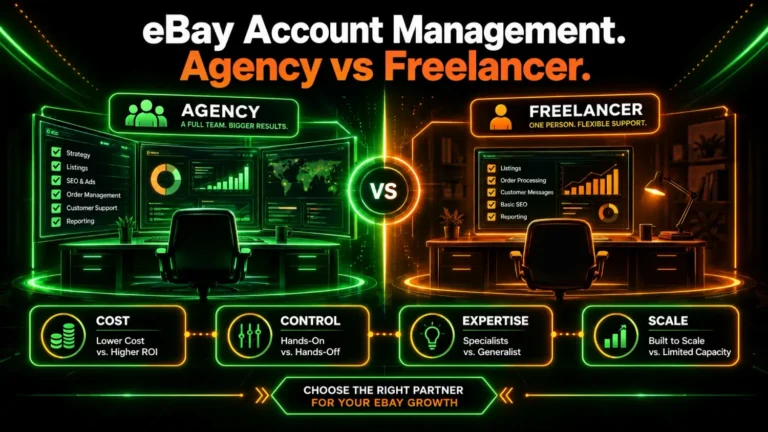 eBay account management agency vs freelancer: cost, control, expertise and scale compared